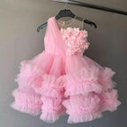 Elegant Feather & Flower Baby Girl Wedding Party Dress | KLIFFIGID