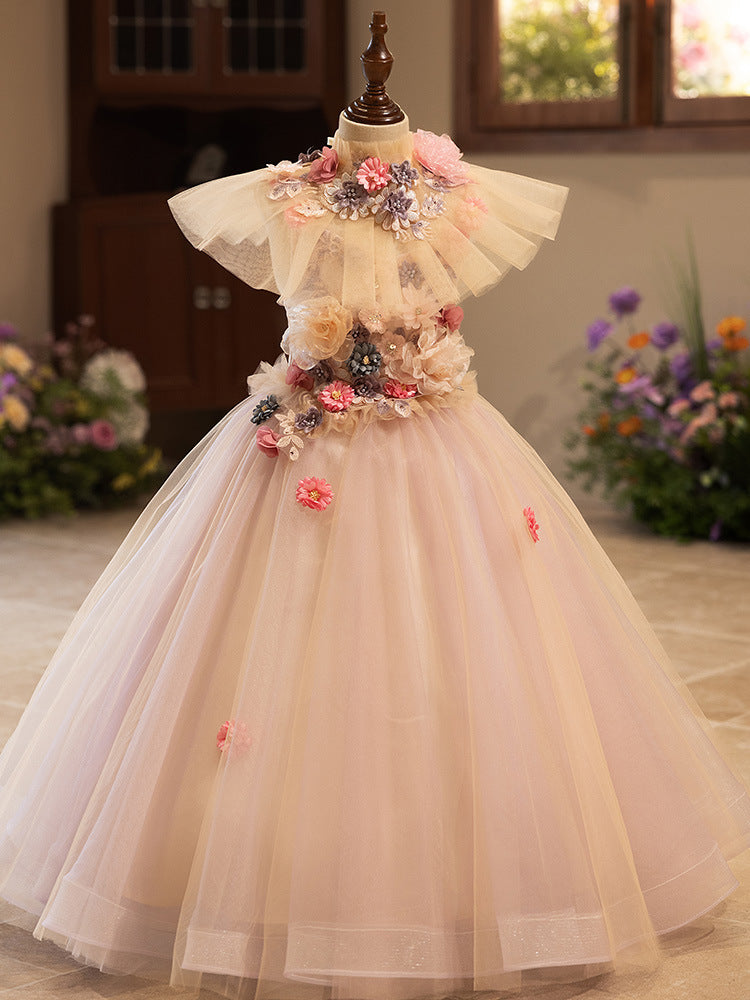 Girls Floral Princess Long Dress for Birthday Party & Catwalk | KLFFIGID