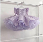 Glittering Pink Princess Dress Sequined Organza Gown | KLFFIGID
