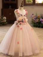 Girls Floral Princess Long Dress for Birthday Party & Catwalk | KLFFIGID