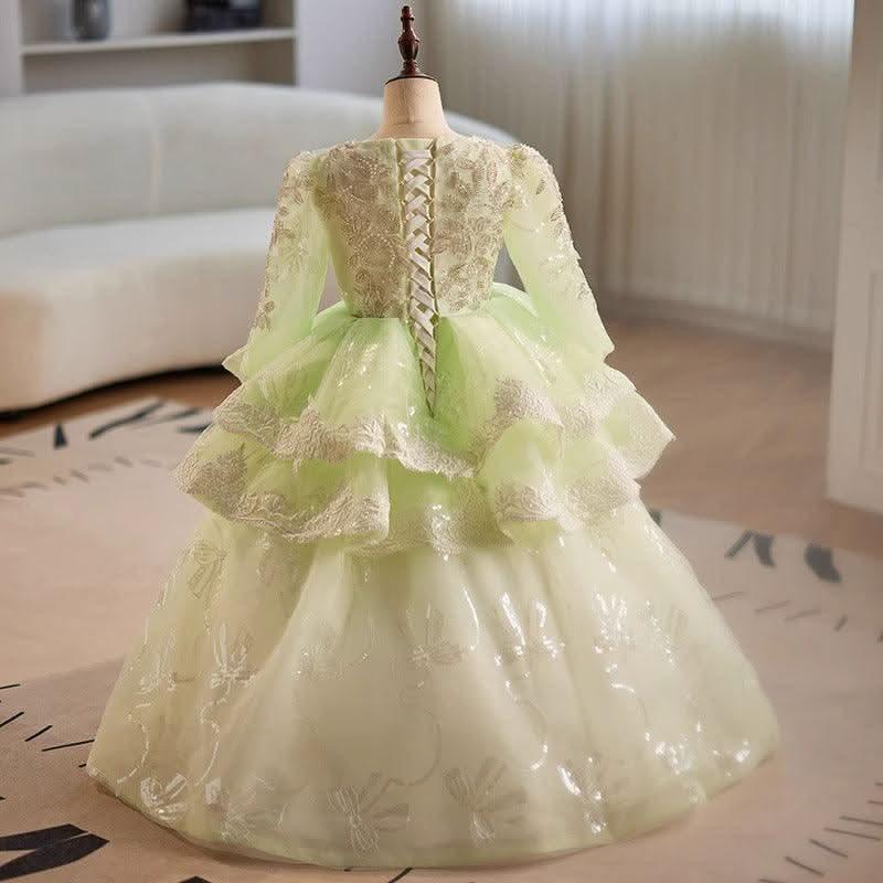 Girls Princess Dress Wedding Flower Girl Stage Performance Embroidered Girls Evening Dress