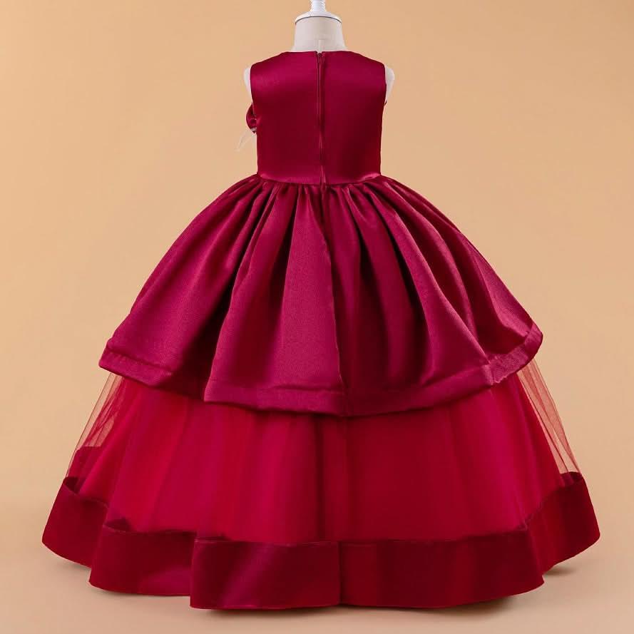 5-12 year old girls flower princess dress birthday party host catwalk dress