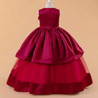 5-12 year old girls flower princess dress birthday party host catwalk dress