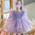 0-12Y Girls Long Sleeve Butterfly Embroidered Princess Dress | KLIFFIGID