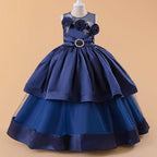 5-12 year old girls flower princess dress birthday party host catwalk dress