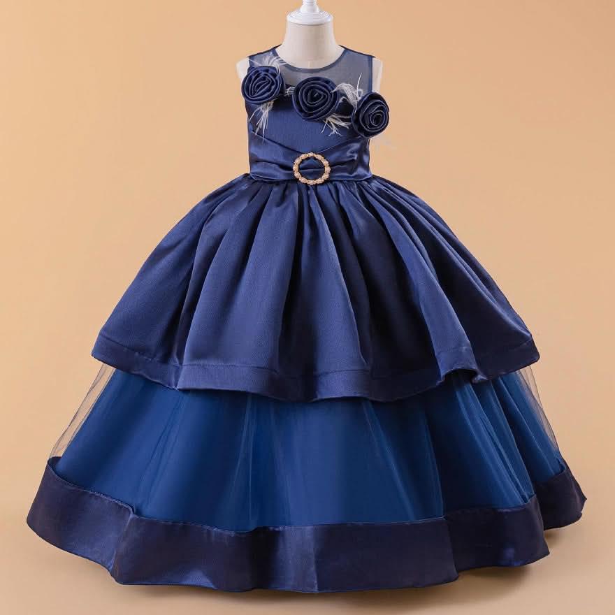 5-12 year old girls flower princess dress birthday party host catwalk dress