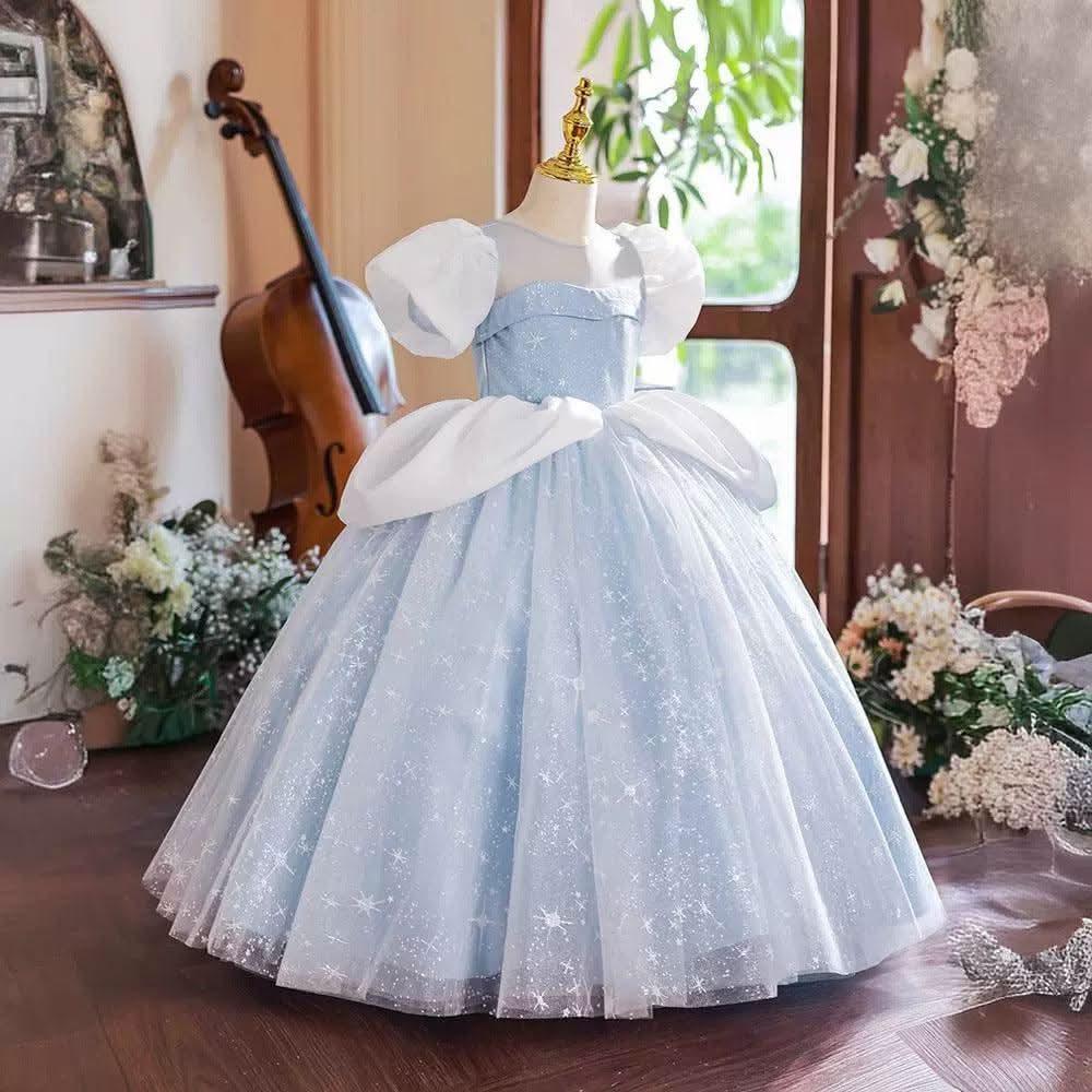 New Puff Sleeve Sequined Children's Birthday Party Mesh Girl Princess Dress