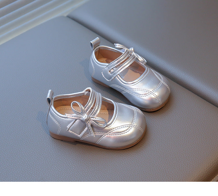Baby shoes Girls' princess shoes Cute toddler shoes Solid-color leather shoes