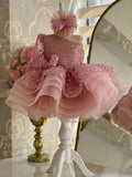 KLFFLGID Girls dress sequin short princess fluffy mesh skirt