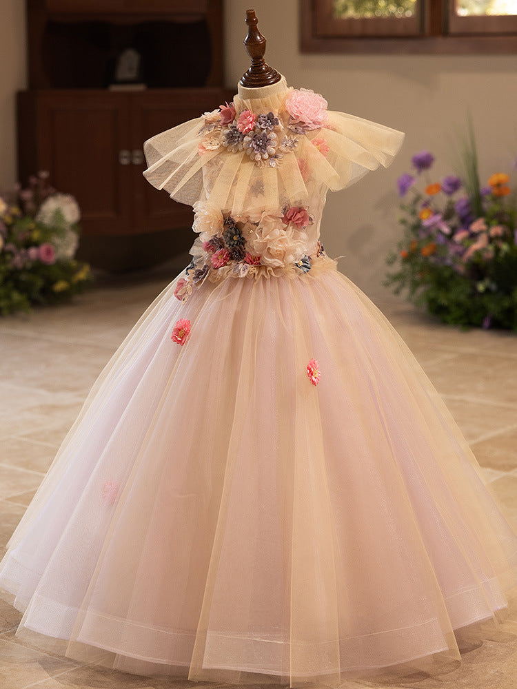 Girls Floral Princess Long Dress for Birthday Party & Catwalk | KLFFIGID