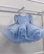KLFFLGID Three-dimensional fluffy sequin party dress for children