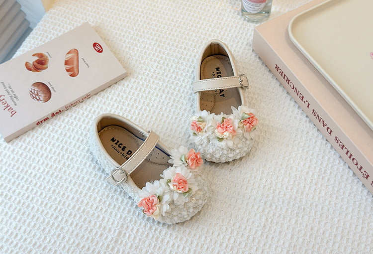 Cute Floral Girls' Shoes Dreamy Glitter Girls' Shoes Exquisite Handmade Floral Shoes