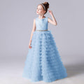 Girls dress piano performance party sleeveless cake long girl dress