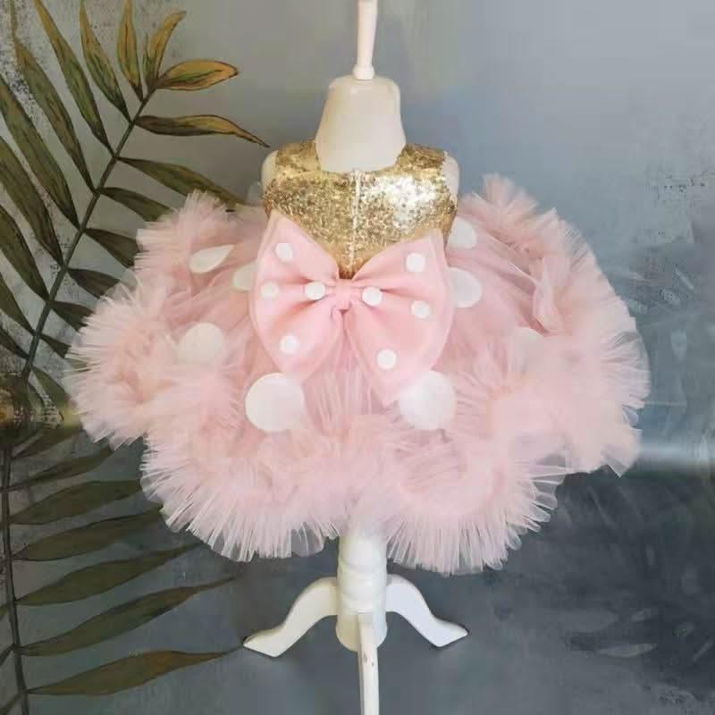 Girls Polka Dot Suspender Tutu Dress with Asymmetric Hem | KLFFIGID