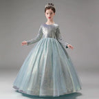 Children's Evening Gown Sequin Long Sleeve Stage Performance Girls Dress
