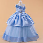 5-12 year old girls flower princess dress birthday party host catwalk dress