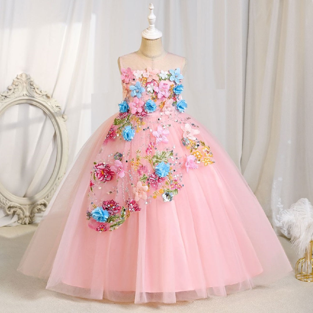 Girls' floral dresses, wedding evening gowns, birthday party dresses for babies