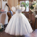 New Girls Birthday Party Puff Sleeve Sequin Children's Evening Dress