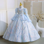 Birthday party dress girls sequined long sleeve princess dress wedding flower girl dress