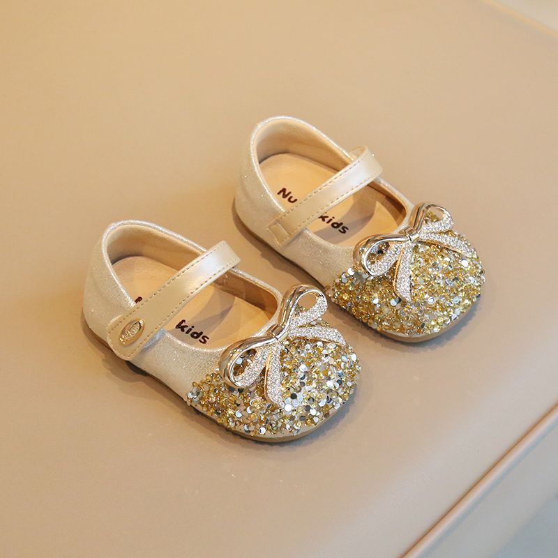 Girl's shoes with rhinestones, princess shoes, girls' leather shoes