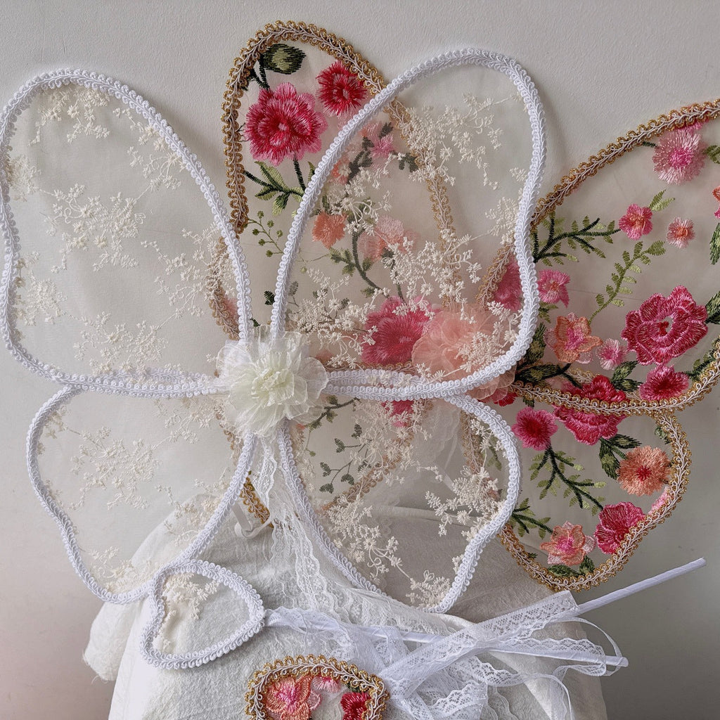 Paired with a floral dress, butterfly wings, floral butterfly wings