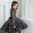 Girls Long Sleeve Sequin Princess Party Dress | KLFFIGID