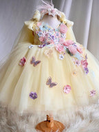KLFFLGID Children's Dress Heavy Industry Rainbow Blue Children's Princess Dress