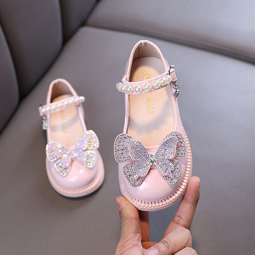 Bow Shiny Sequins Children Shoes, Baby Birthday Party Shoes