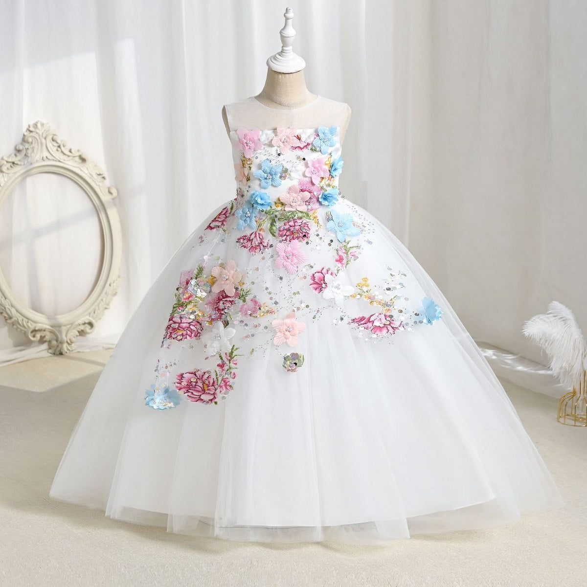 Girls' floral dresses, wedding evening gowns, birthday party dresses for babies