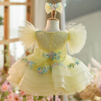 Baby Pink Floral Flower Dress Layered Ruffle Princess Dress｜KLFFLGID