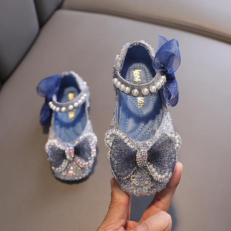 0-12 years old girls shoes bow sequin shoes