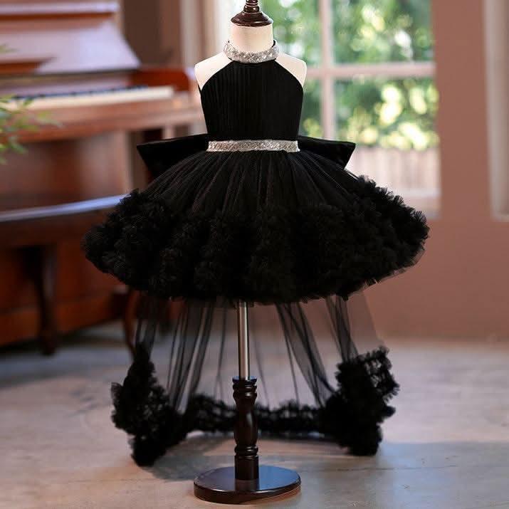 Girls Halter Neck Princess Dress with Tail for Catwalk | KLFFIGID