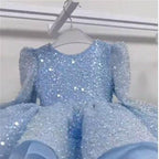 Glittering Pink Princess Dress Sequined Organza Gown | KLFFIGID