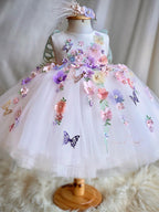 KLFFLGID Children's Dress Heavy Industry Rainbow Blue Children's Princess Dress