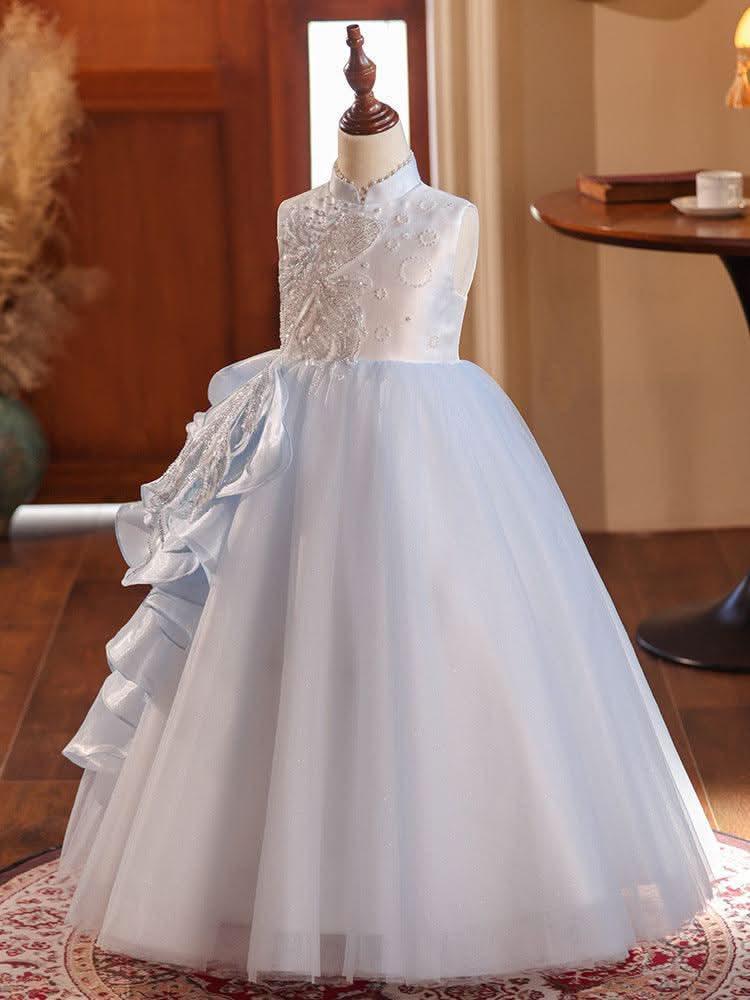New style children's stage host catwalk performance embroidered girl princess dress