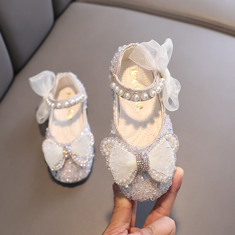 0-12 years old girls shoes bow sequin shoes