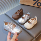 Baby shoes Girls' princess shoes Cute toddler shoes Solid-color leather shoes