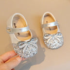 Girl's shoes with rhinestones, princess shoes, girls' leather shoes