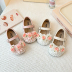 Cute Floral Girls' Shoes Dreamy Glitter Girls' Shoes Exquisite Handmade Floral Shoes