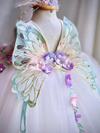 KLFFLGID Children's Dress Heavy Industry Rainbow Blue Children's Princess Dress