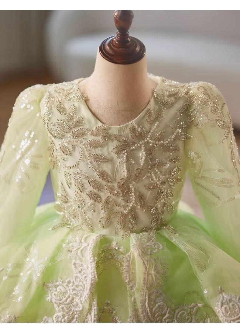 Girls Princess Dress Wedding Flower Girl Stage Performance Embroidered Girls Evening Dress