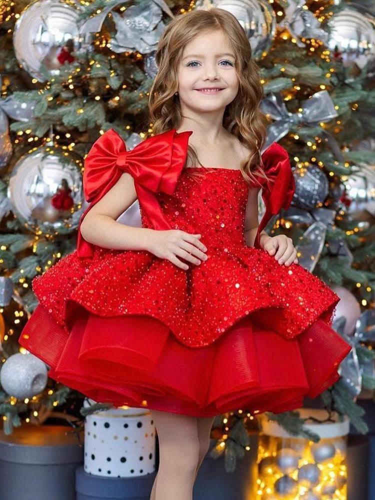 Baby's First Birthday Dress Glamorous Sequin Flower Girl Dress ｜KLFFLGID