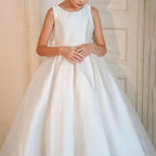 New style suspender bow satin birthday party girl princess dress