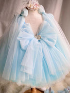 KLFFLGID Children's Dress Heavy Industry Rainbow Blue Children's Princess Dress