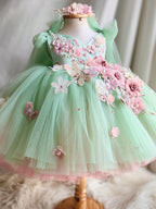 KLFFLGID Children's Dress Heavy Industry Rainbow Blue Children's Princess Dress