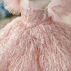 Baby's Birthday Dress Stylish Feather Pageant Gown｜KLFFLGID