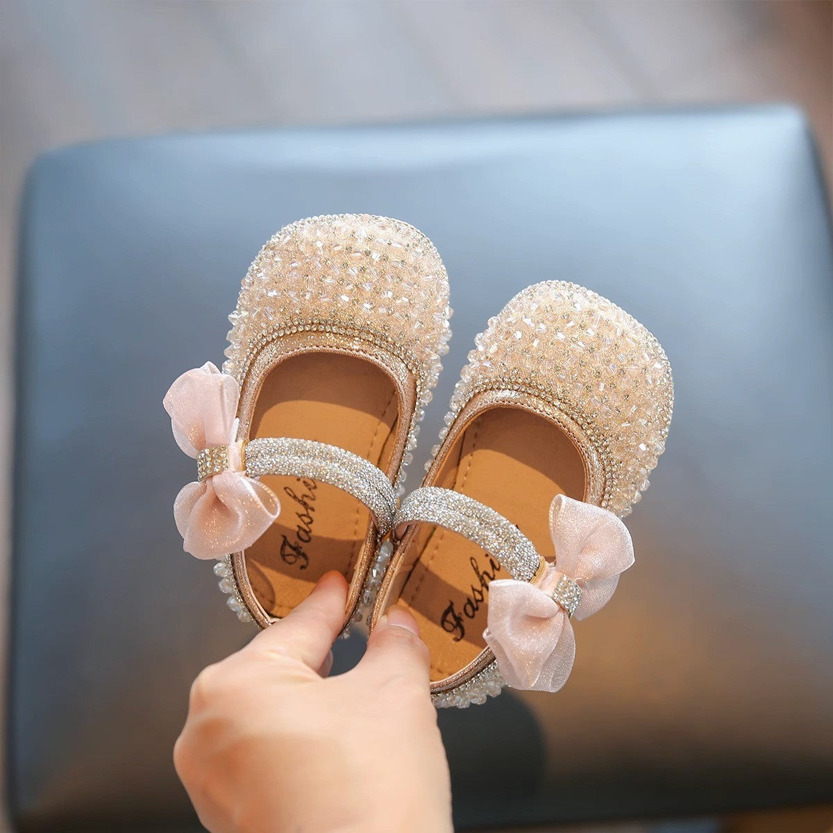 Dreamy Pink Princess Shoes Sparkling Bow Girl's Sandals Versatile Cute Sweet Princess Shoes