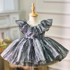 Baby birthday dress high-end luxury ruffled pearl evening dress Suitable for catwalk weddings and various occasions