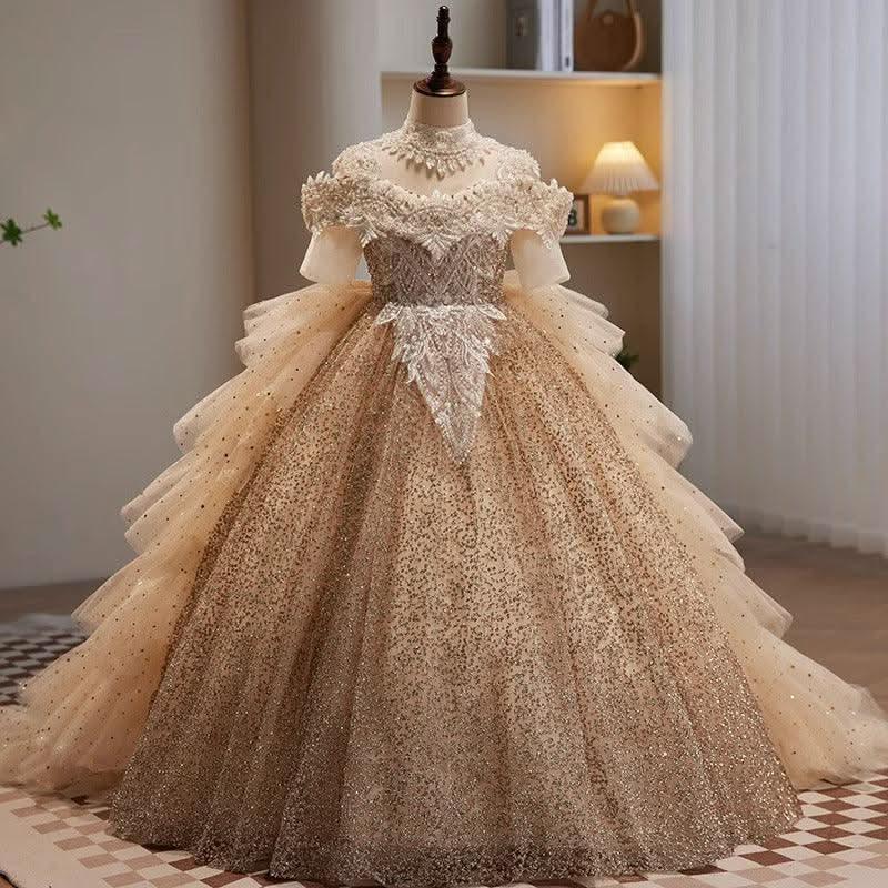 Girls 3-12 years old evening dress stage catwalk new flower girl wedding dress princess dress