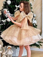 Girls Sweet Sequined Princess Big Bow Tutu Dress | KLFFIGID